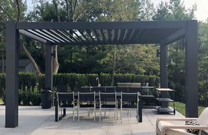 Contemporary Fiberglass Pergola with Fixed Louvers